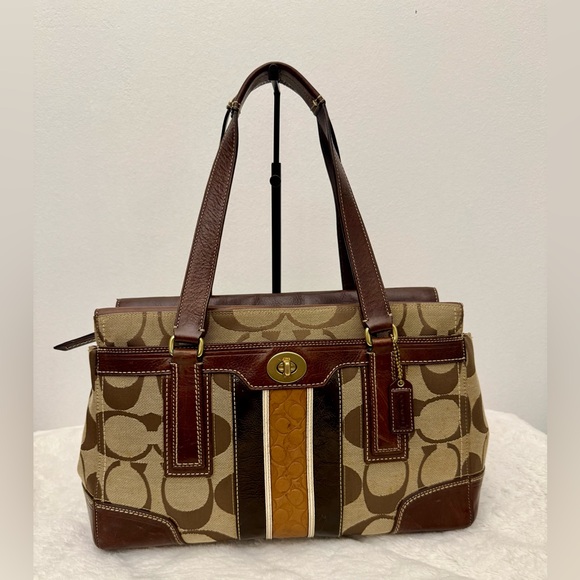 Coach Hampton Satchel Brown and Tan Shoulder Bag. - Picture 1 of 10